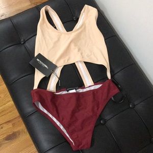 PLT Cut Out Swimsuit Nude - size US6